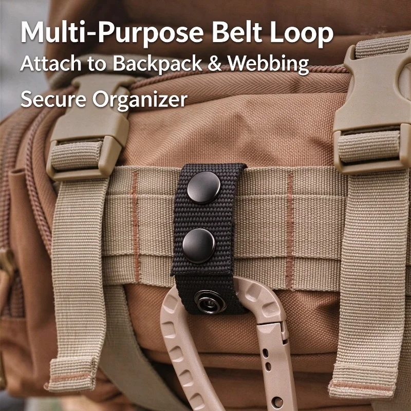 4Pcs Tactical Nylon Belt Loop Retainer Double Snap Fastener Adjustable Webbing Keeper for Outdoor Tactical Belt Backpack Webbing