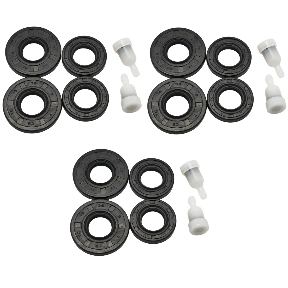 3 Sets Crankcase Oil Seal Fuel Tank Vent Kit For Chinese Chainsaw 4500 5200 5800 45cc 52cc 58cc Gas Saws Spare Parts