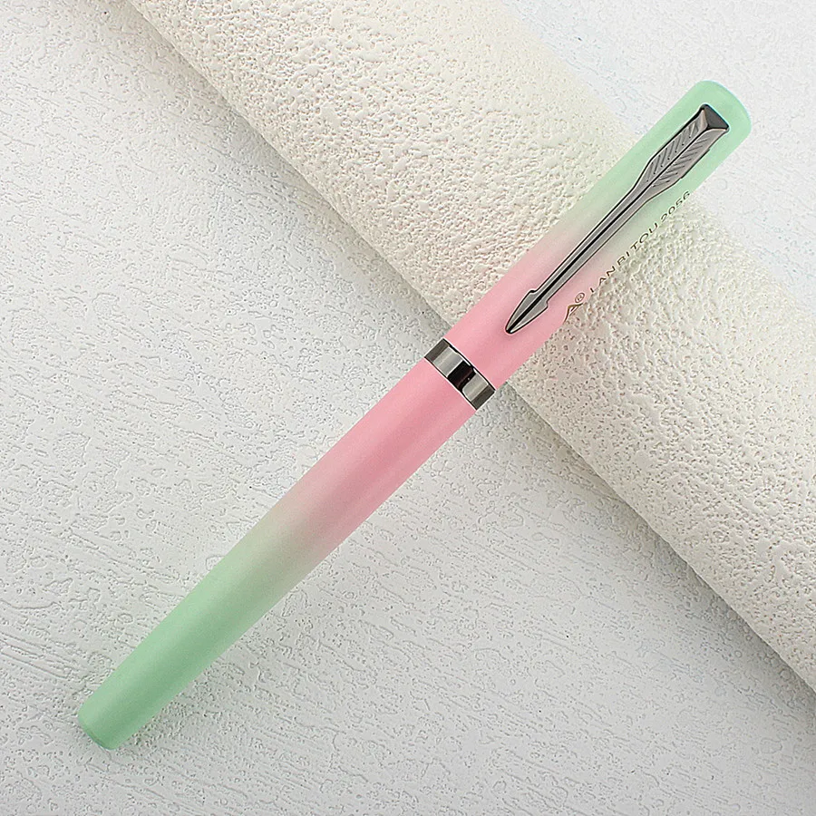 

Luxury Color 2056 Green Pink Fountain Pen Fine Nib 0.5mm with Converter Metal Luxurious Ink Pens for Office,business,home,school