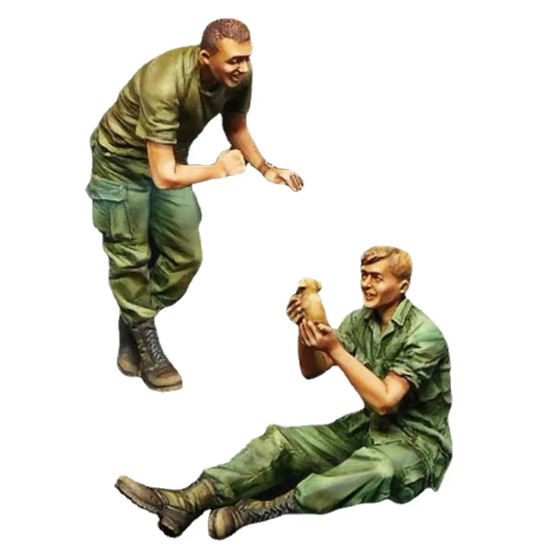 1/35 Scale Resin Figures Model Kits Two American Soldiers and Dogs Rest State Military Miniatures Unassambled Unpainted 728