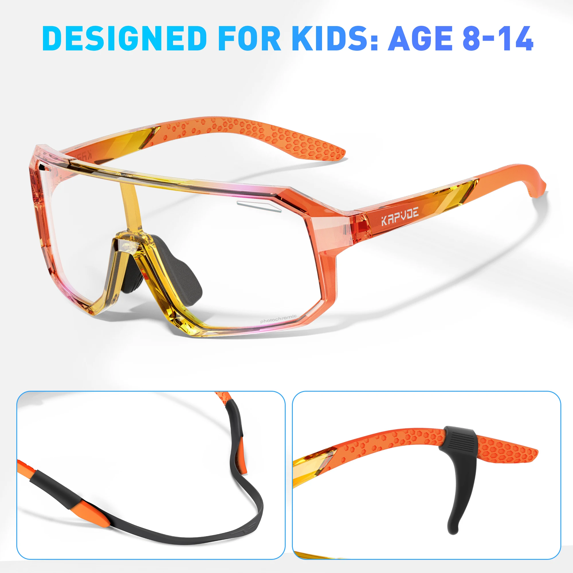 Kapvoe-kind photo chrome sonnenbrille sport fahrrad brille kinder uv400 jungen mädchen mode fahrrad brille outdoor fahrrad brille