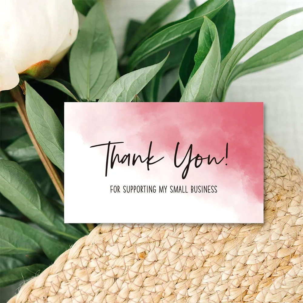 10-30Pcs Thank You For Your Order Card Blue Pink Thank You For Supporting Small Business Label Gift Decor Card Customizable Logo