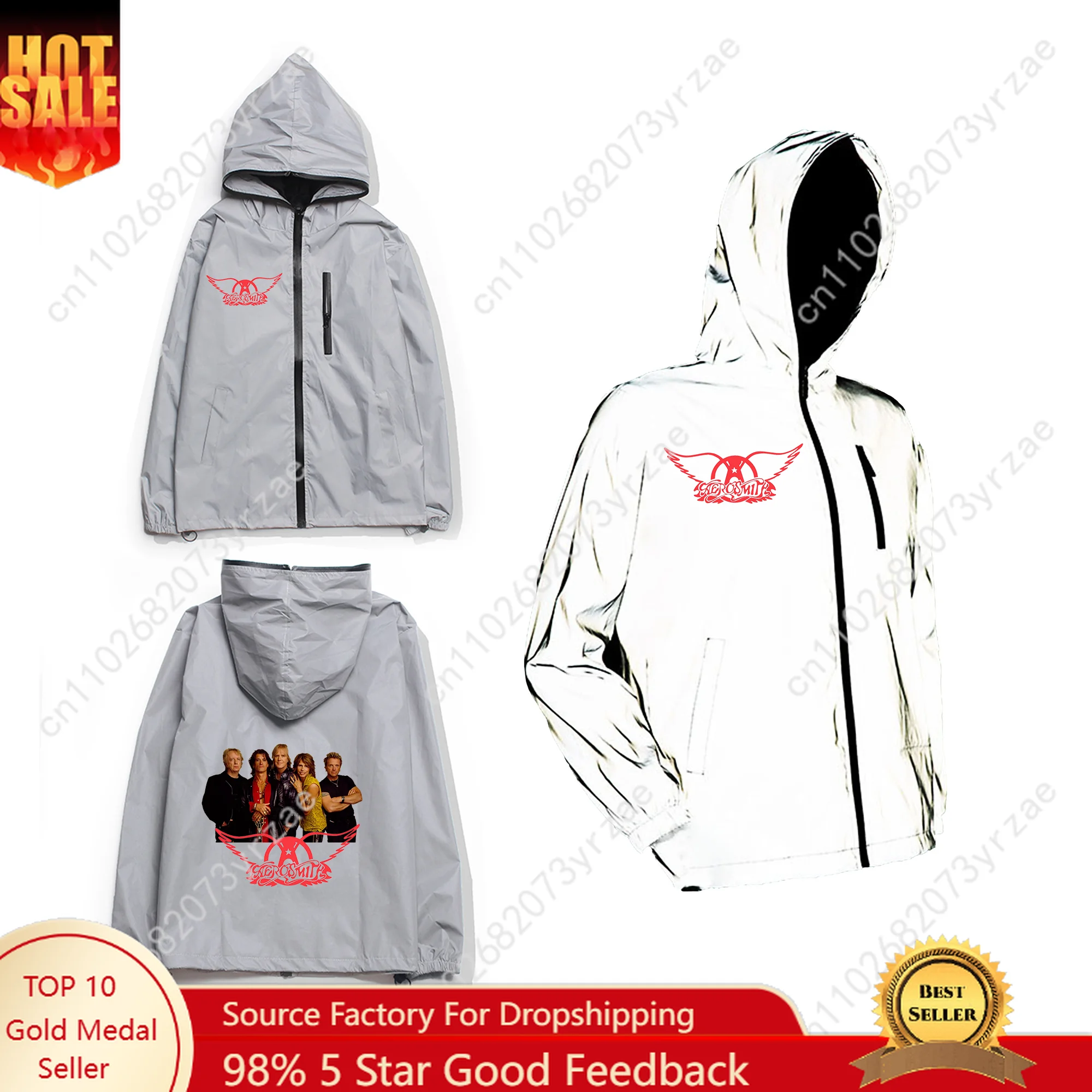 

Aerosmith Reflective Jacket Men Women Youth Coat Zipper Hooded Sweatshirt Cycling Hiking Fashion Casual Windbreaker Custom Tops