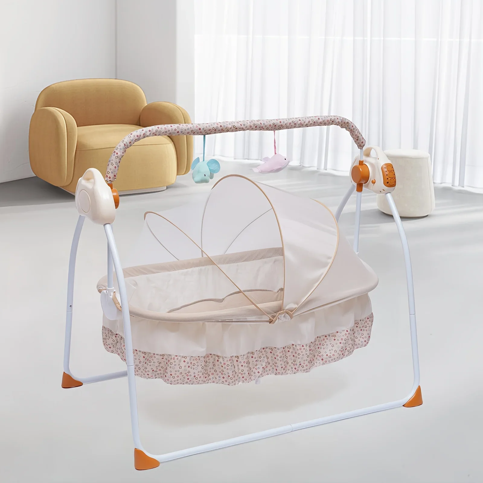 Electric Rocker Baby Swing Infant Cradle Bouncer Folding Cradle Bed (battery Is Not Included)