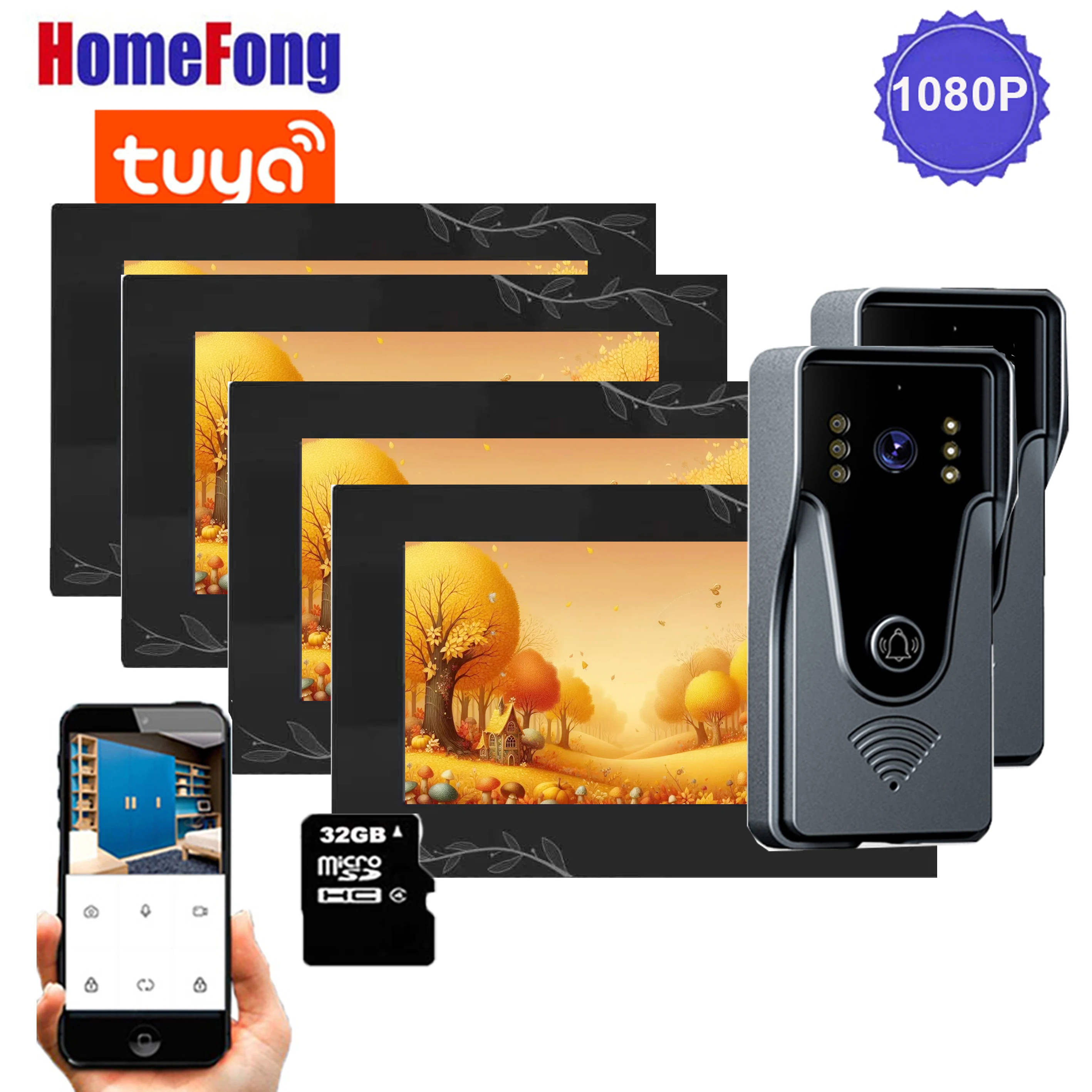 

Homefong 1080p Video Intercom Doorbell System Home 7 Inch Video Door Phone Gate Wifi Wireless Tuya Smart Wired Motion Detect