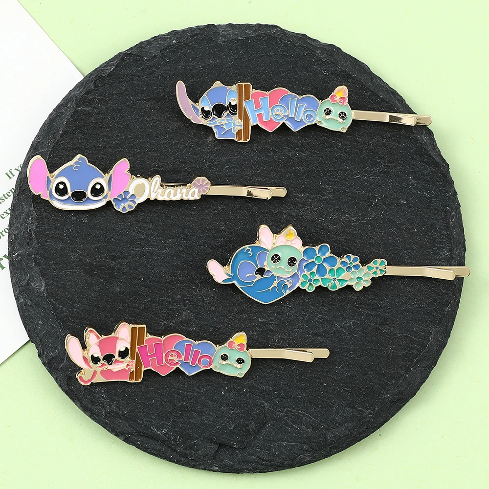 Pince à cheveux de dessin animé Disney pour femmes et filles, barrettes géométriques, accessoires pour cheveux CAN o and Stitch, épingle à cheveux, griffes, cadeau de mode