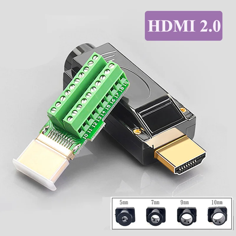 HDMI-compatible Solder-free Connector Plug HDMI-compatible 2.0 Welding Male Head Connectors 4K HD Line Repair DIY Adapter