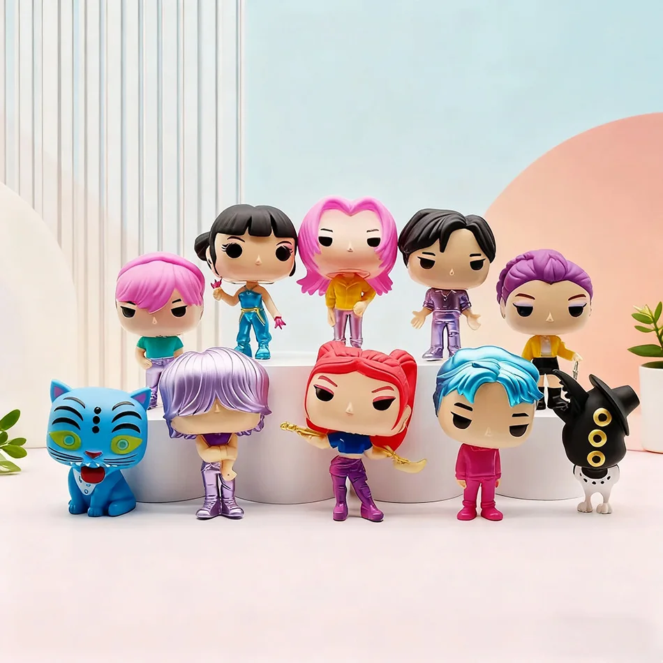 10個/セット アニメ KPOP デモンハンターズ アクションフィギュア おもちゃ デルピーズ タイガー ルミ ミラ ゾイ サッシ フィギュア ドール 子供向けファンギフト 飾り