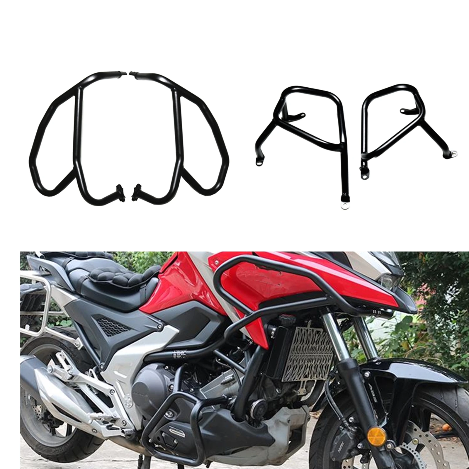 

4pcs/set Motorcycle Engine Upper+Lower Guard Crash Bar Protector Kit Bracket For Honda NC750X 2021 2022 2023