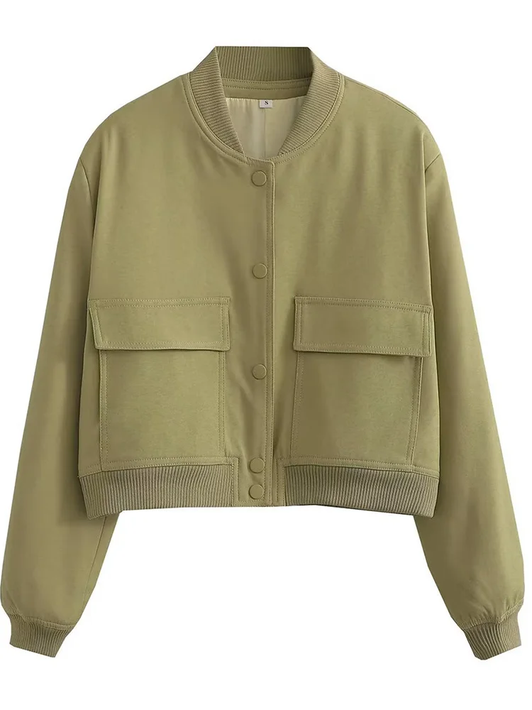 

2025 Spring/Summer Women's Fashion Bomb Jacket Long Sleeve Jacket Women's Large Pocket Jacket New Jacket