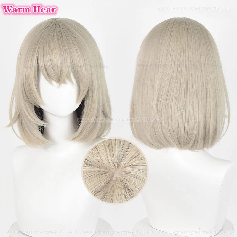 

2024 Anime Falin Touden Synthetic Cosplay Wig Short 35cm Grey Gold Color Bob Wig Falingon Heat Resistant Hair Wigs +Free Wig Cap