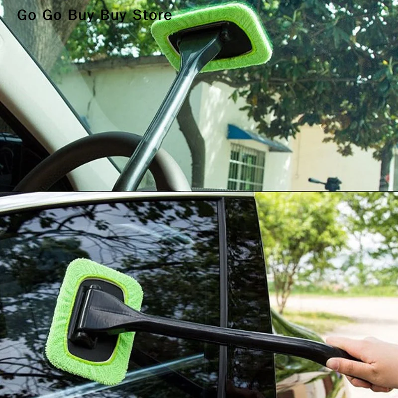 【S】Car Window Cleaner Brush Kit Windshield Cleaning Wash Tool Inside Interior Auto Glass Wiper With Long Handle Car Accessories