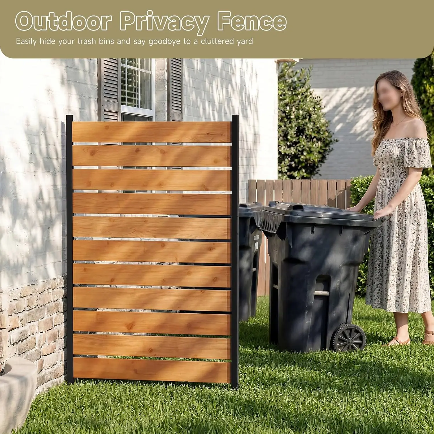 Outdoor Privacy Screen,Trash Can and Air Conditioner Fence (Reddish Brown)