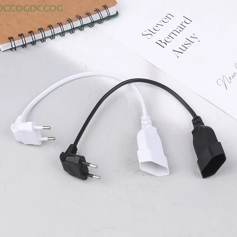 

1Pc 90 Degree Angled European Round 2Pin Male To Female Plug Power Cable For UPS PDU 0.3M EU Power Adapter Cord