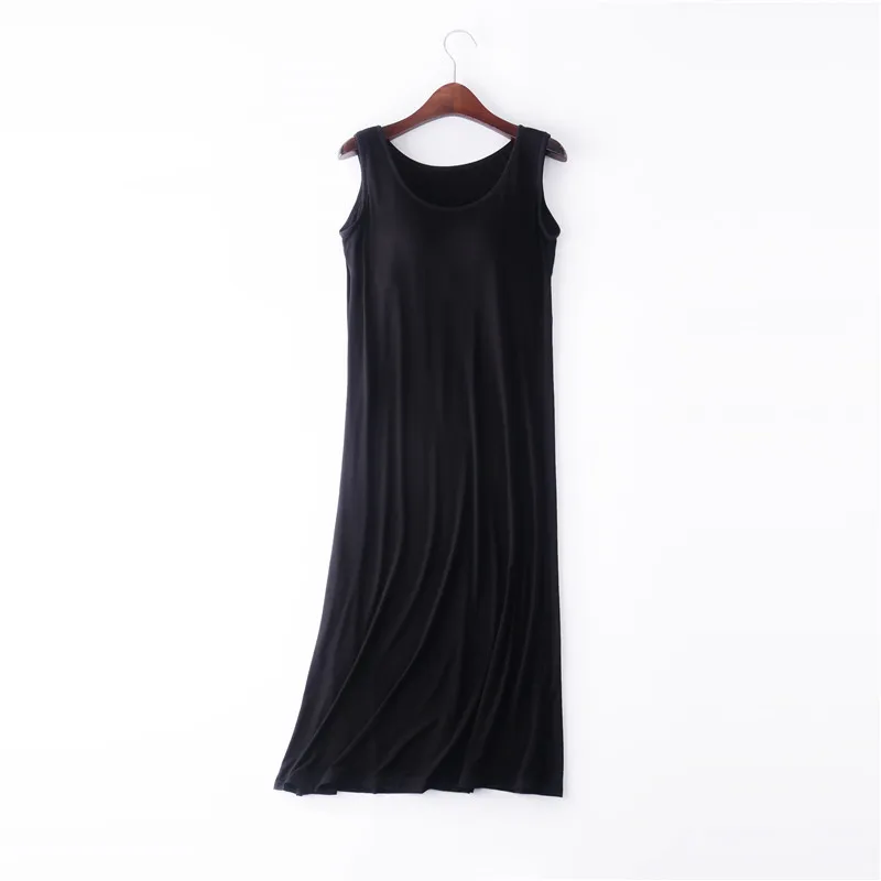 M-4XL Casual Large Size Modal Cotton Sleepwear Dress Round Neck Vest Nightdress Women Summer Nightgowns Bra Pad Ladies Lingerie