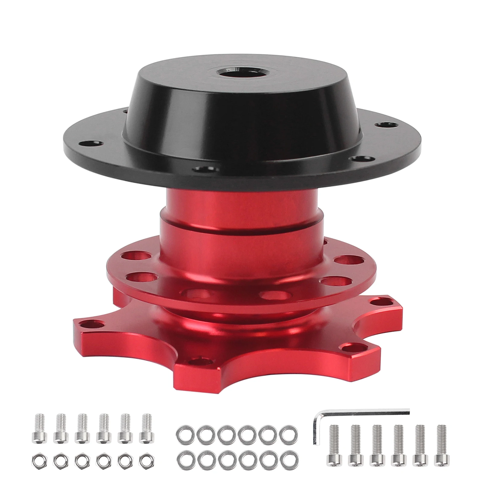 Red Steering Wheel Snap Off Quick Release Hub Adapter Boss kit Universal