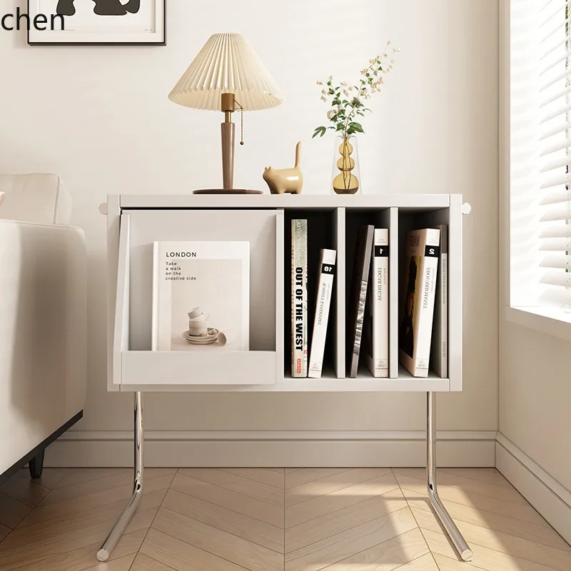 HXL Solid Wood Magazine Record Cabinet Floating Bookcase Side Cabinet Walnut Color