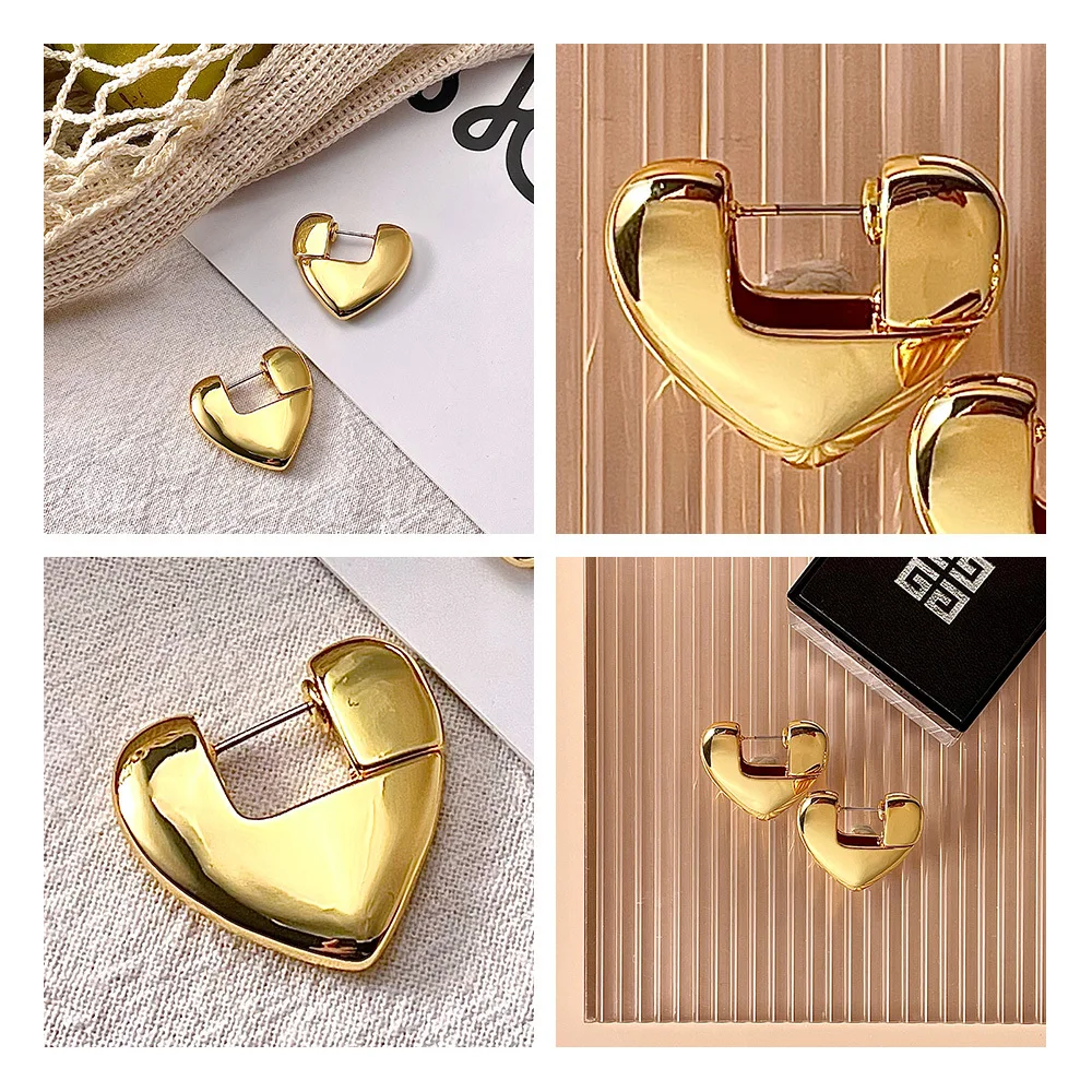 ENFASHION Heart Stud Earrings For Women Fashion Jewelry Gold Color Piercing Lover Earings Boucle Oreille Femme Wedding E211286