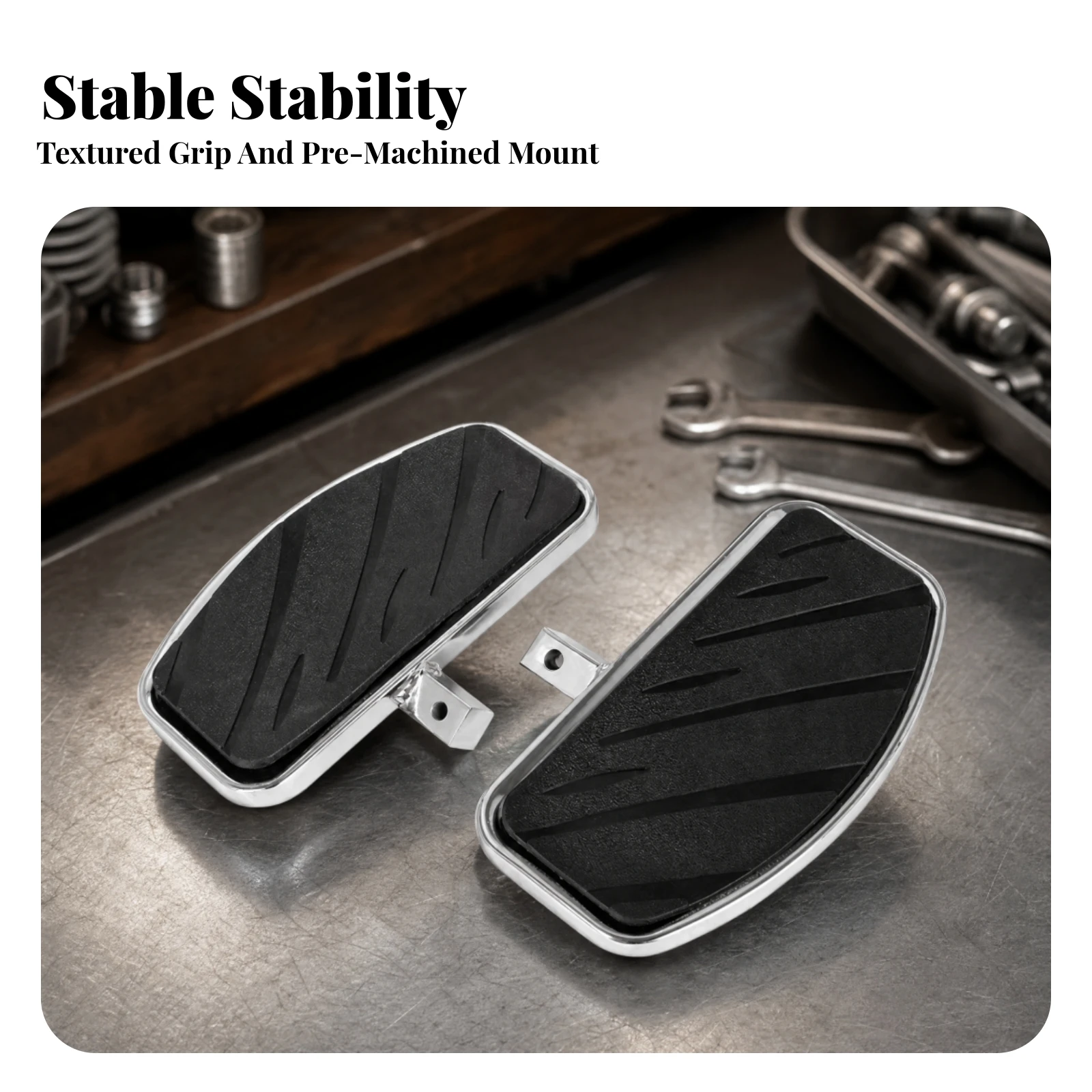3 Pieces Motorcycle Footpeg with Mounting Bracket Anti-Slip Replacement Motorcycle Footpeg Foot Pegs Textured Footrests