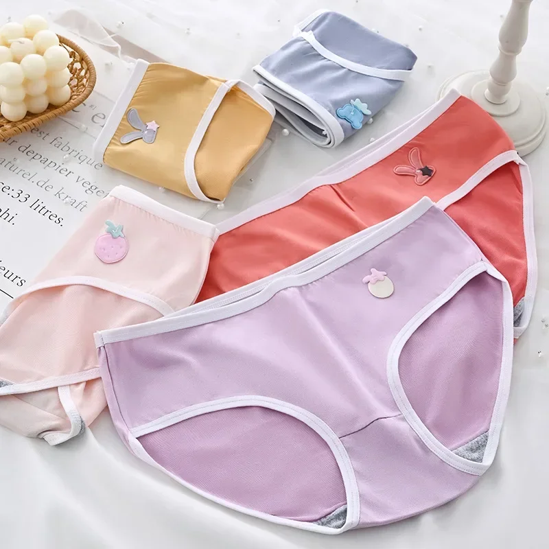 1PCS  Underwear Women Panties Lingerie Female Mid-Rise Breathable Comfort Briefs Sexy Solid Color Underpants