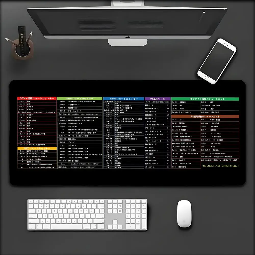 

Shortcuts Pattern Large Mouse Pad Office Desk Mat Computer Keyboard Pad Starters Gift for Office Workers Students