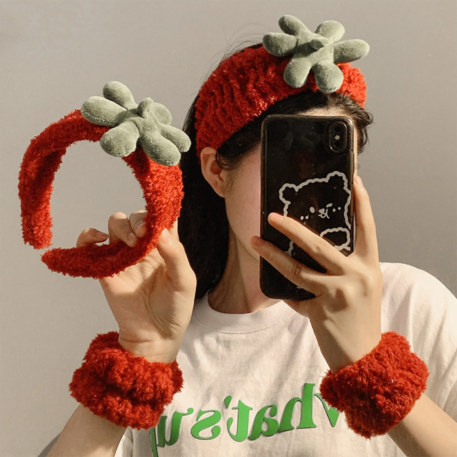 

Набор из 3 мягких и удобных плюшевых повязок для умывания с мультяшными кошачьими ушками и ремешками на запястье для девочек