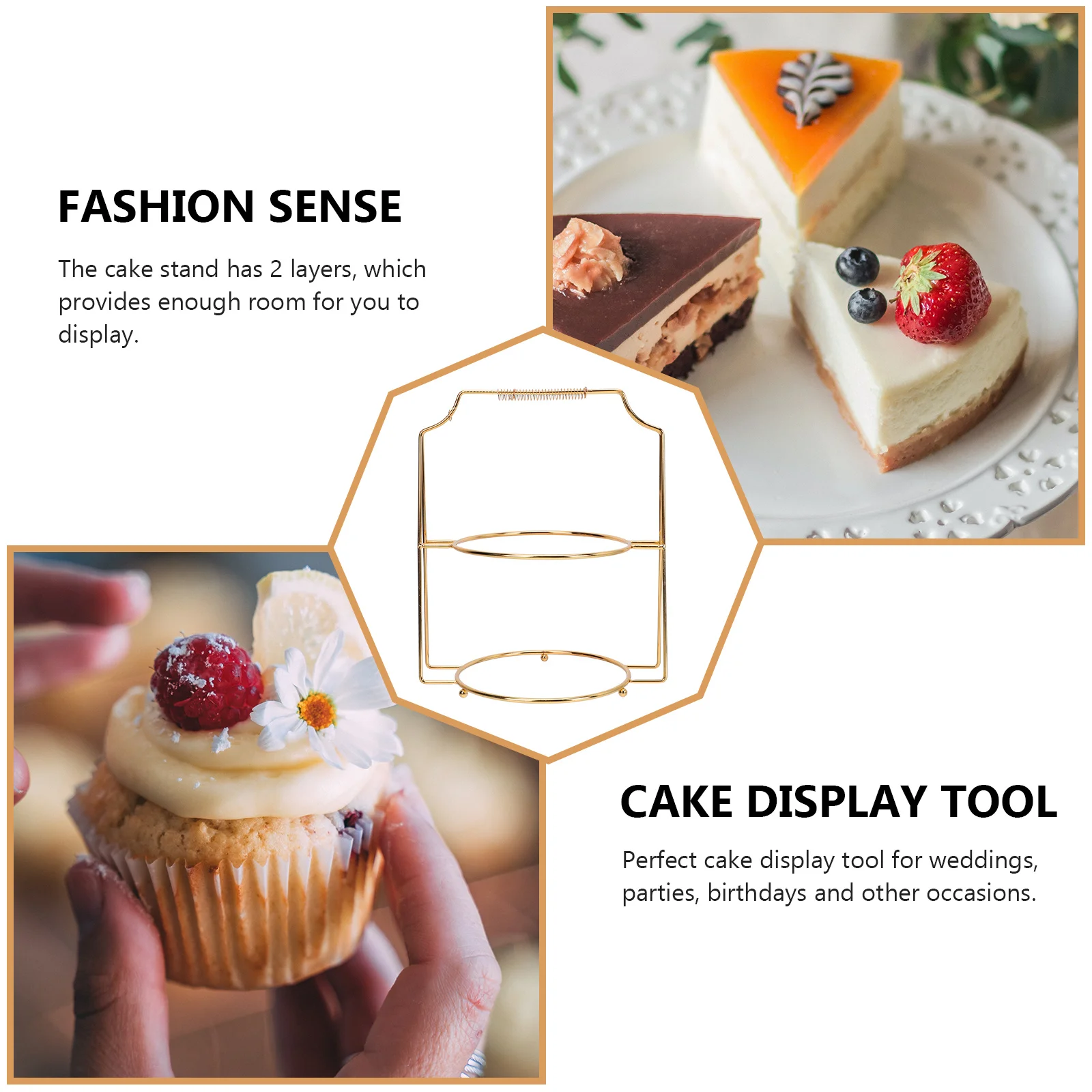 1 قطعة كعكة حامل 2-Tier الحديد الفاكهة رف شاشة أنيقة النمط الأوروبي حامل الحلوى لحفل زفاف عيد ميلاد ديكور