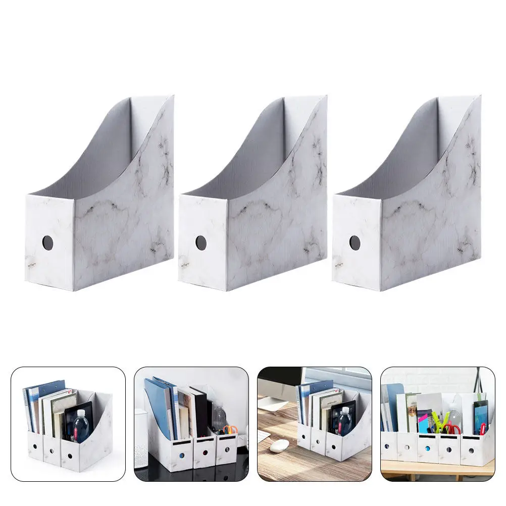 1Set Waterproof Marble Storage Box File Rack Paper Organizer for Desk Desktop Document Holder Magazine Book Stationery Storage
