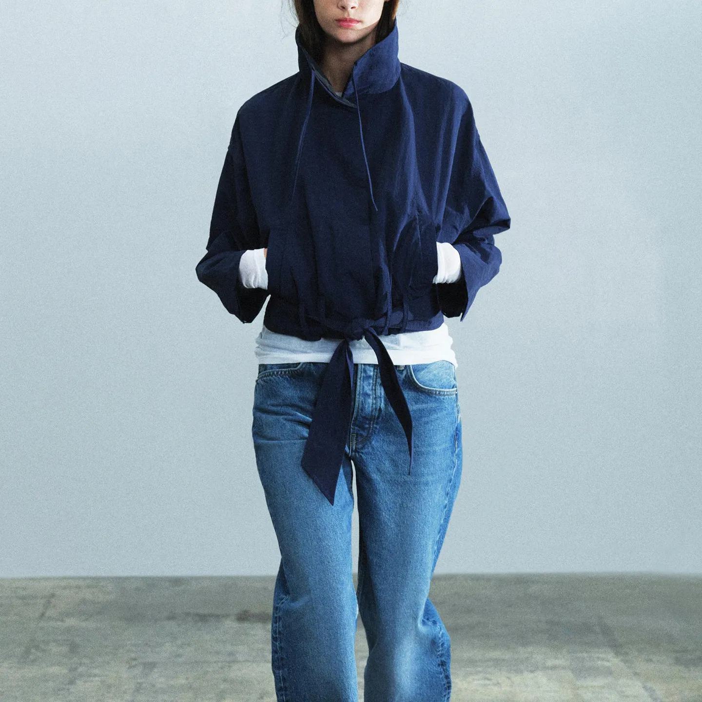 Women's Long Sleeve Collared Belted Color Block Short Jacket Autumn 2026 New Style Standard Fit Zadata Other Material 100%