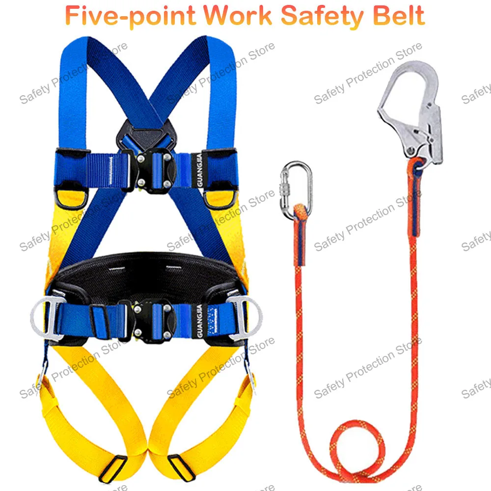 Full Body High Altitude Work Safety Harness Five-point Safety Belt Outdoor Climbing Training Construction Protection Equipment