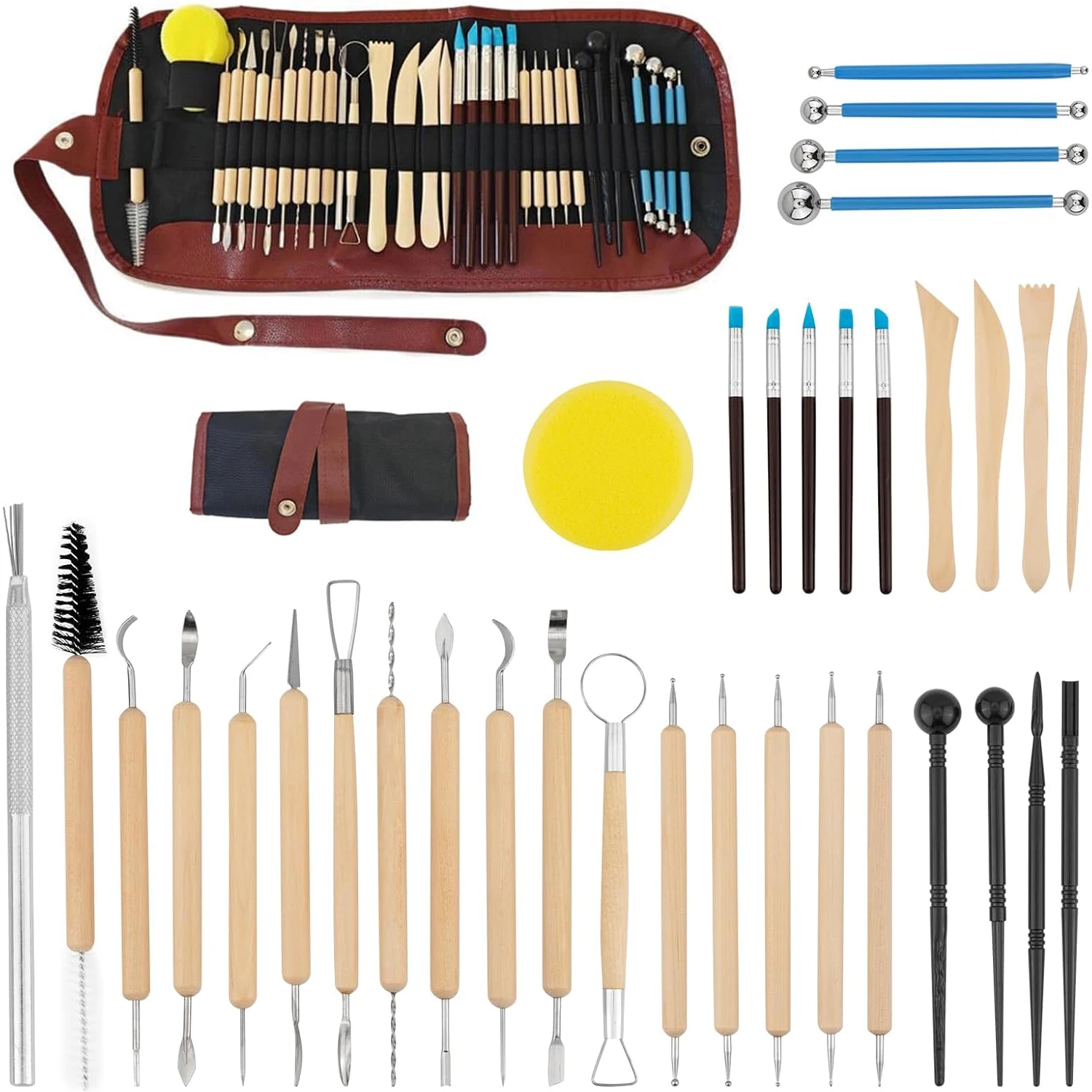 DIY Ceramics Clay Sculpture Polymer tool set Beginner's Multi-tools Craft Sculpting Pottery Modeling Carving Smoothing Wax Kit