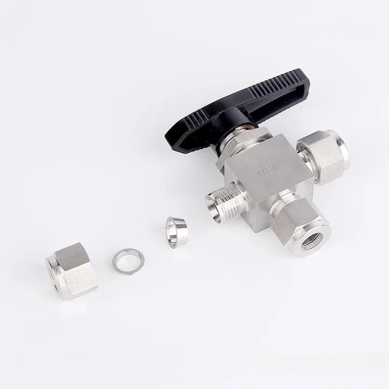 316 Three-way Ball Valve, Stainless Steel Sleeve Three-way Ball Valve, Sleeve Joint