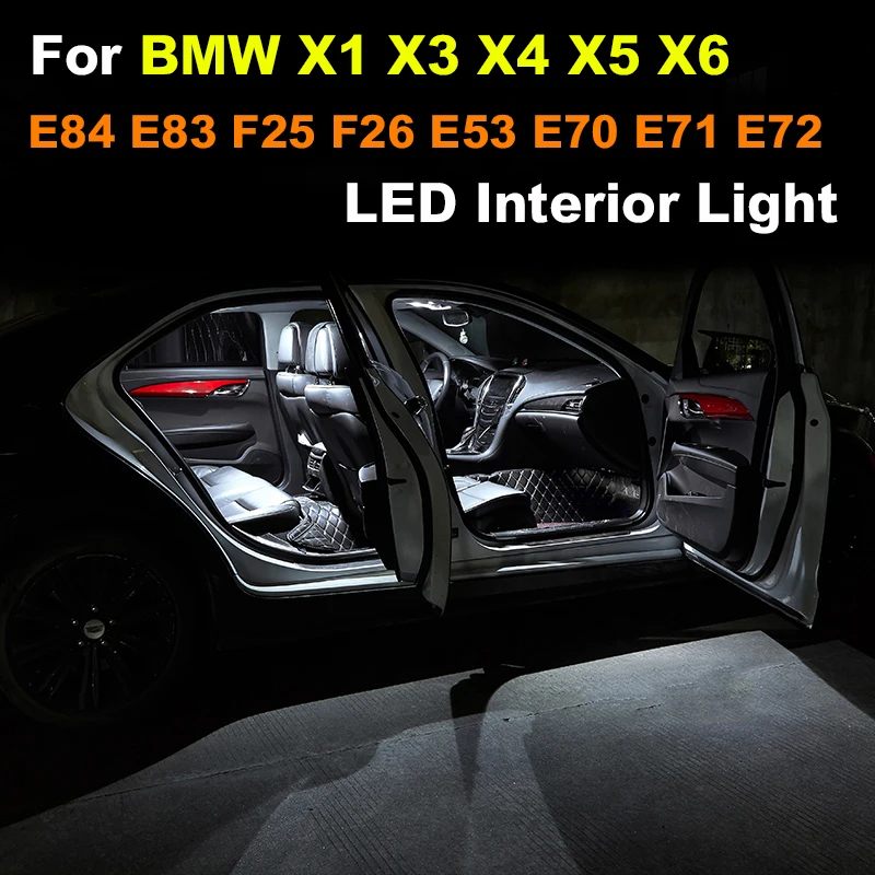 

Error Free Canbus For BMW X1 E84 X3 E83 F25 X4 F26 X5 E53 E70 X6 E71 E72 LED Bulb Interior Trunk Dome Map Light Kit Car Lamp