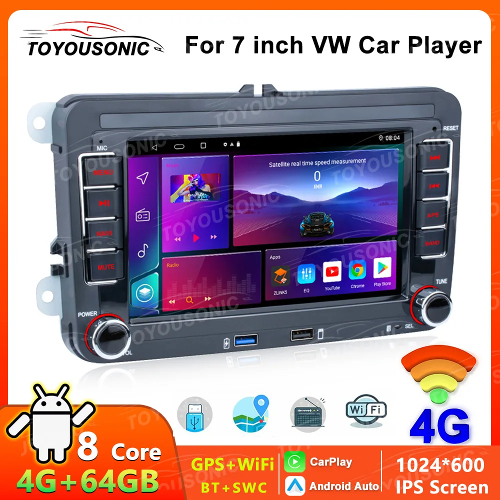 

TOYOUSONIC Car Radio Android 10 For VW Passat 6 7 CC Polo GOLF 5 6 Touran WiFi GPS Navigation BT WiFi Split Screen Head Unit FM