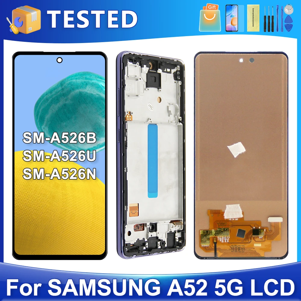 6.5''A52 5G For Samsung Tested A526B A5260 A526W A526U A526U1 LCD Display Touch Screen Digitizer Assembly Replacement