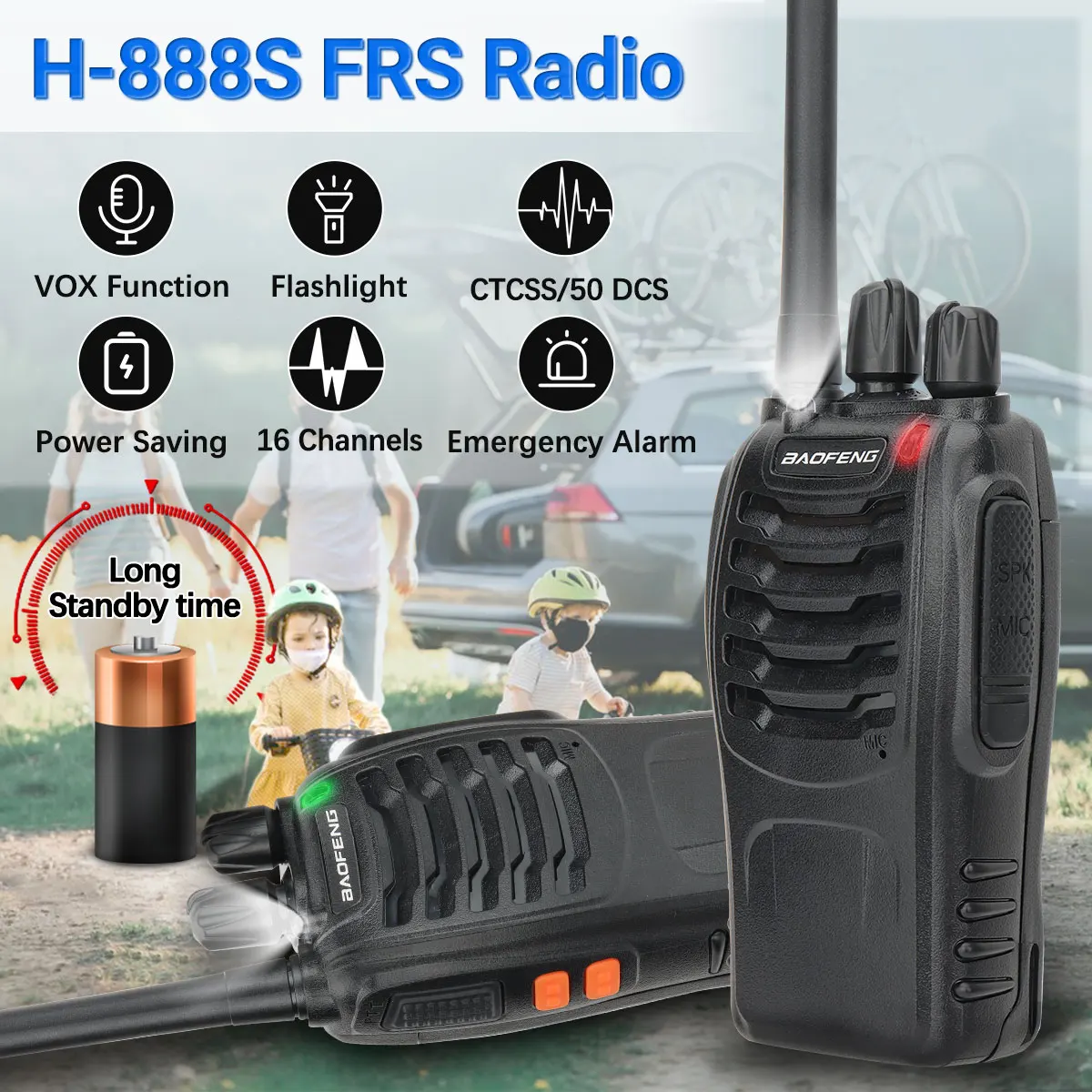 Baofeng mini Walkie Talkie H-888S FRS Radio USB Rechargeable Long Range Two Way Radio Upgrade BF-888S Comunicador Transceiver