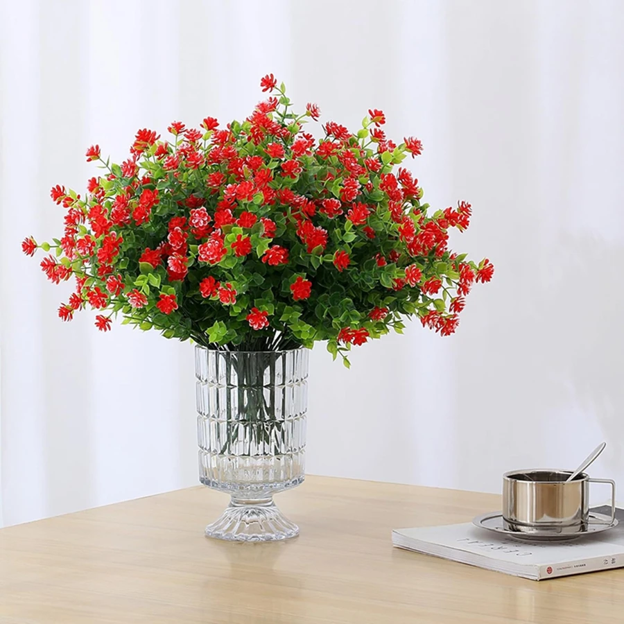 

Artificial Plastic Flowers Fake Eucalyptus Plant Wedding Arch Wreath Home Room Ornamental Outdoor Yard Festival Scrapbook Decor