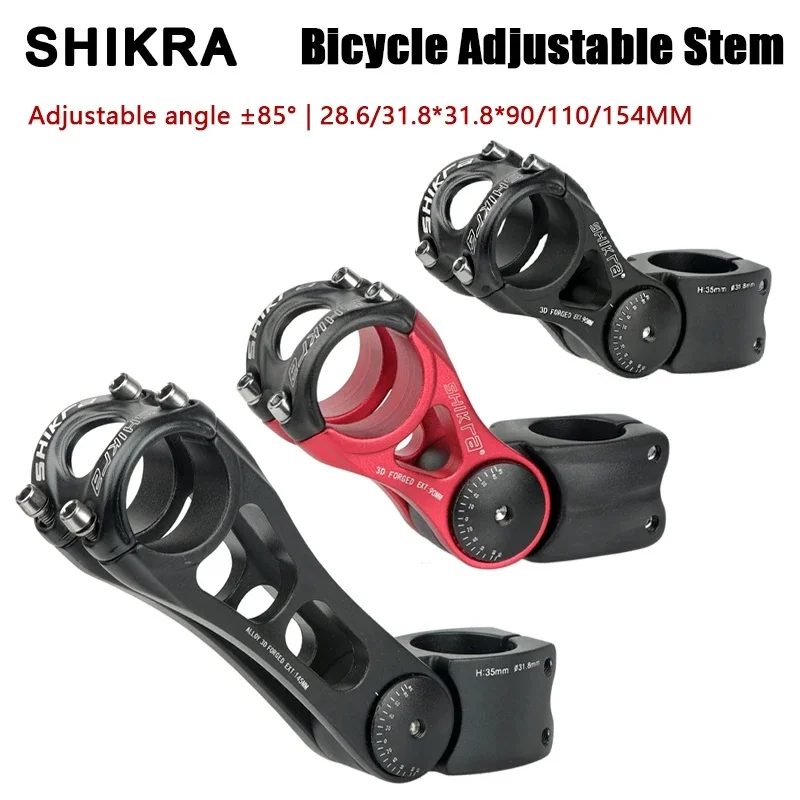 SHIKRA SK01 MTB Bike Stem Adjustable 90/110/145mm 31.8/25.4mm Road Mountain Bicycle Handlebar Stem Riser Negative
