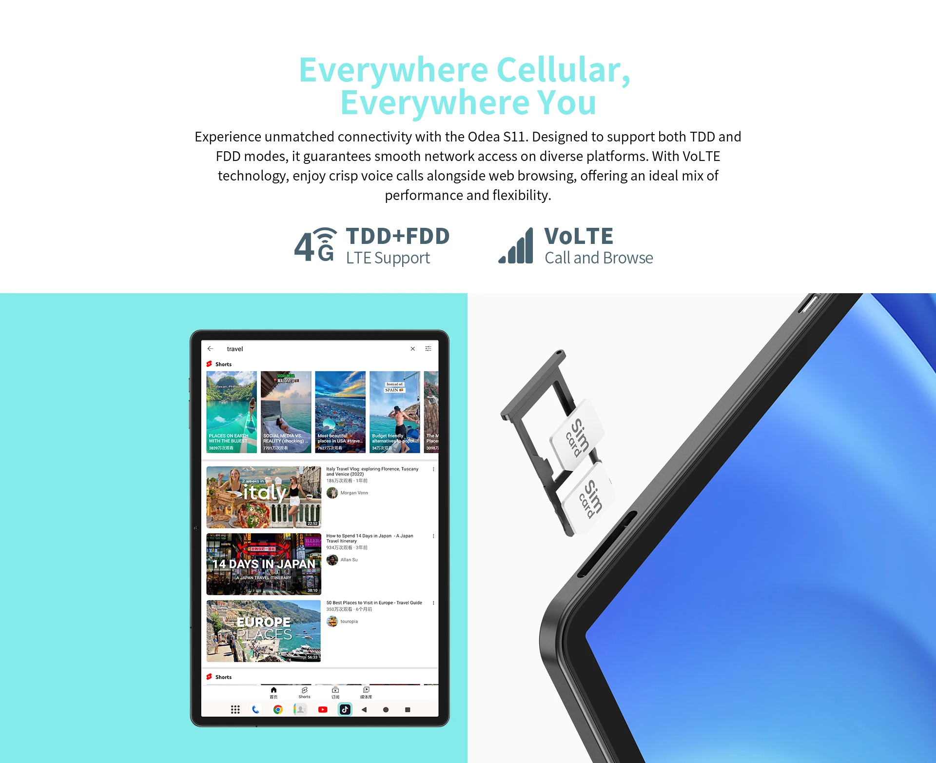 Teclast Odea S11, 11-Zoll-Tablet, max. 16 GB RAM, 256 GB ROM, 1920x1200 TDDI, Android 14, Octa-Core, T606, GPS, 4G LTE, 13MP+8MP – Detail 14