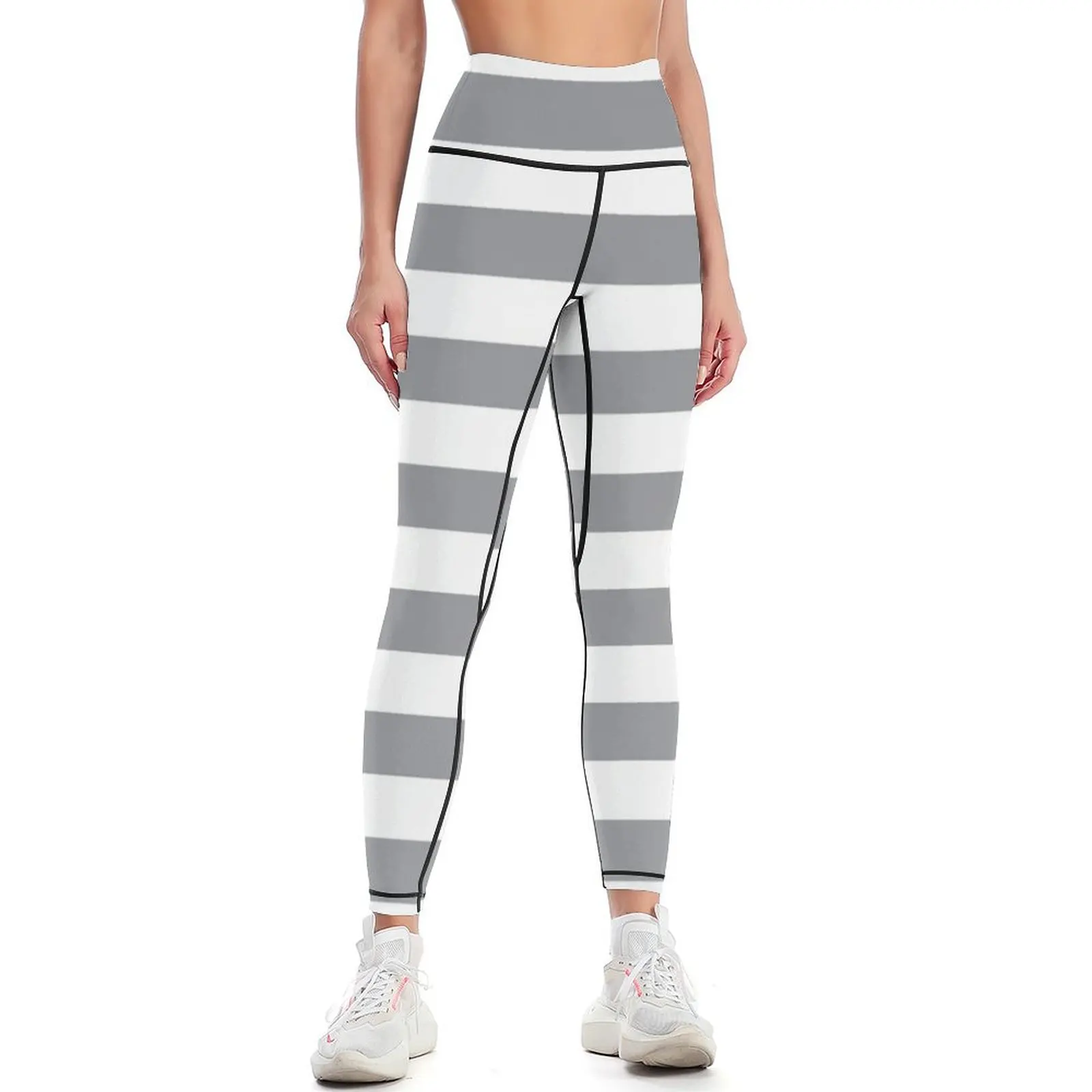 Horizontal Grey Stripes Leggings trousers fitness set gym for fitness Sports female Womens Leggings