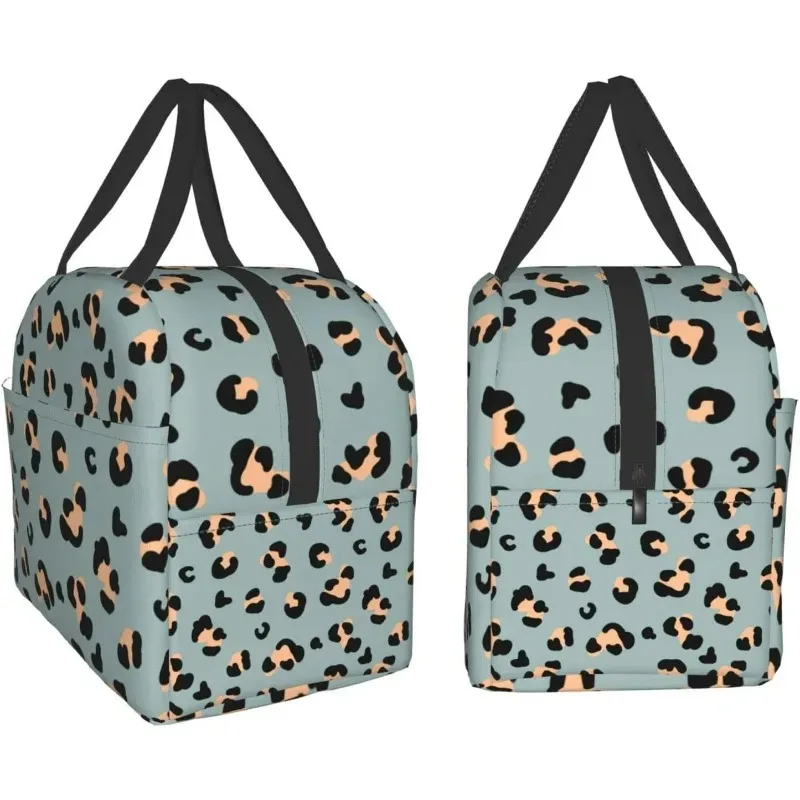 

Leopard Print Print Pattern Lunch Box for Women Animal Footprint Cooler Thermal Food Insulated Lunch Bag Picnic Tote