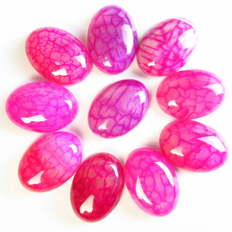 Free Shipping 18x25mm 10Pcs Peach Dragon Veins Agates Cabochon CAB Beads Natural Stone for Jewelry Making Accessories NO Hole