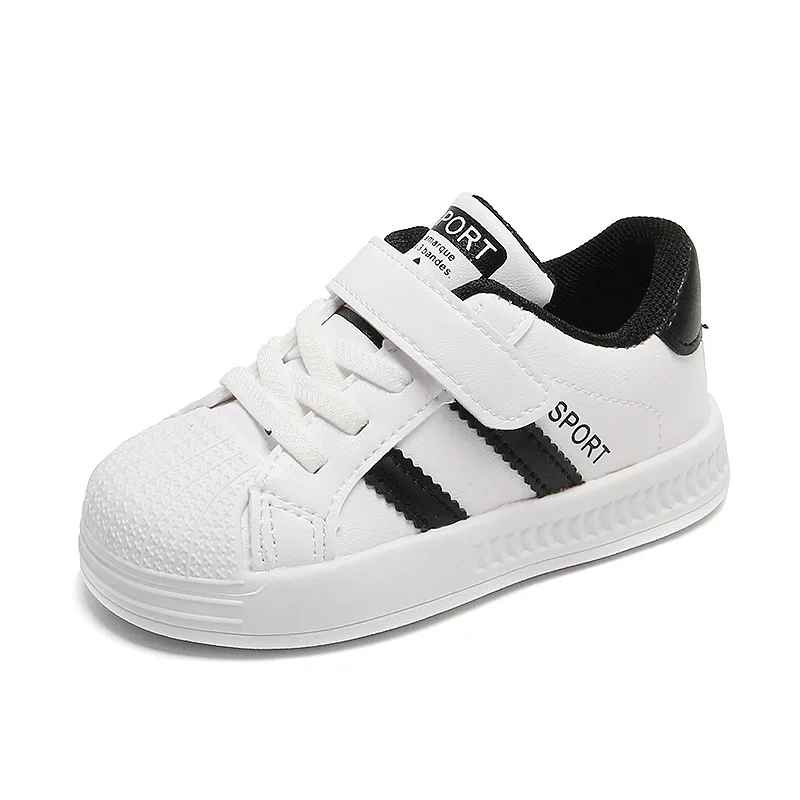 2024Boys' Board Shoes Waterproof Leather Children's White Shoes Shell Head Girls' Board Shoes Infant Baby Toddler Shoes