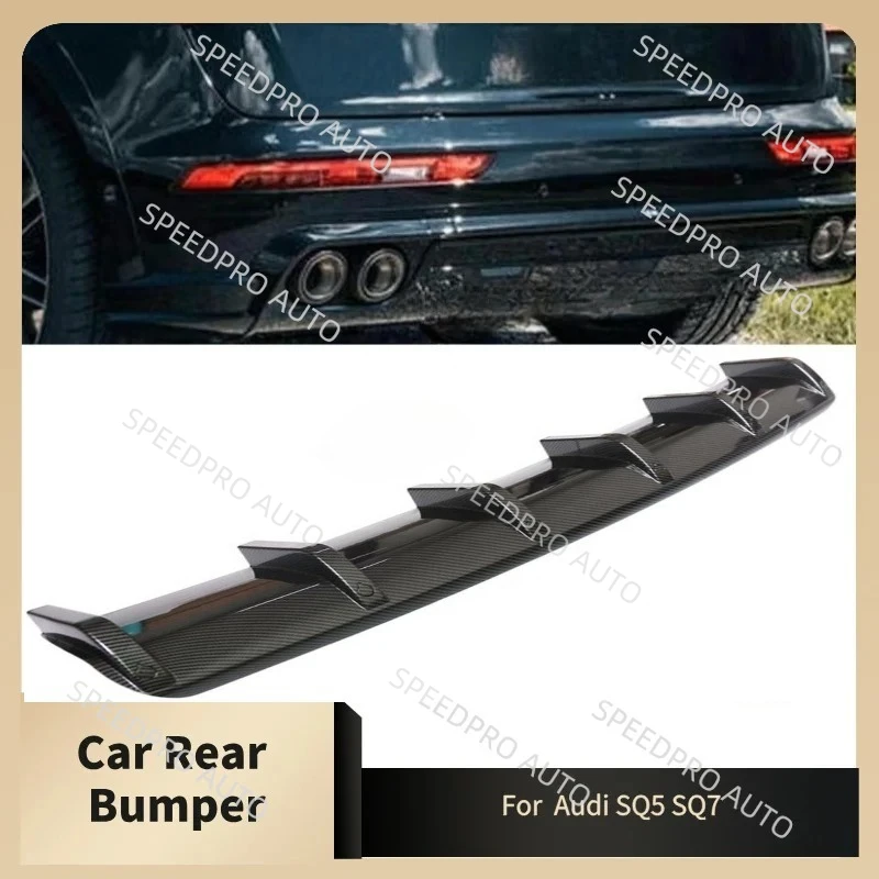 Car Rear Bumper Diffuser Lip For A-udi SQ5 SQ7 Splitter 6-Fins Shark Spoiler Wing Scratch Protector Body Kit Gloss Black
