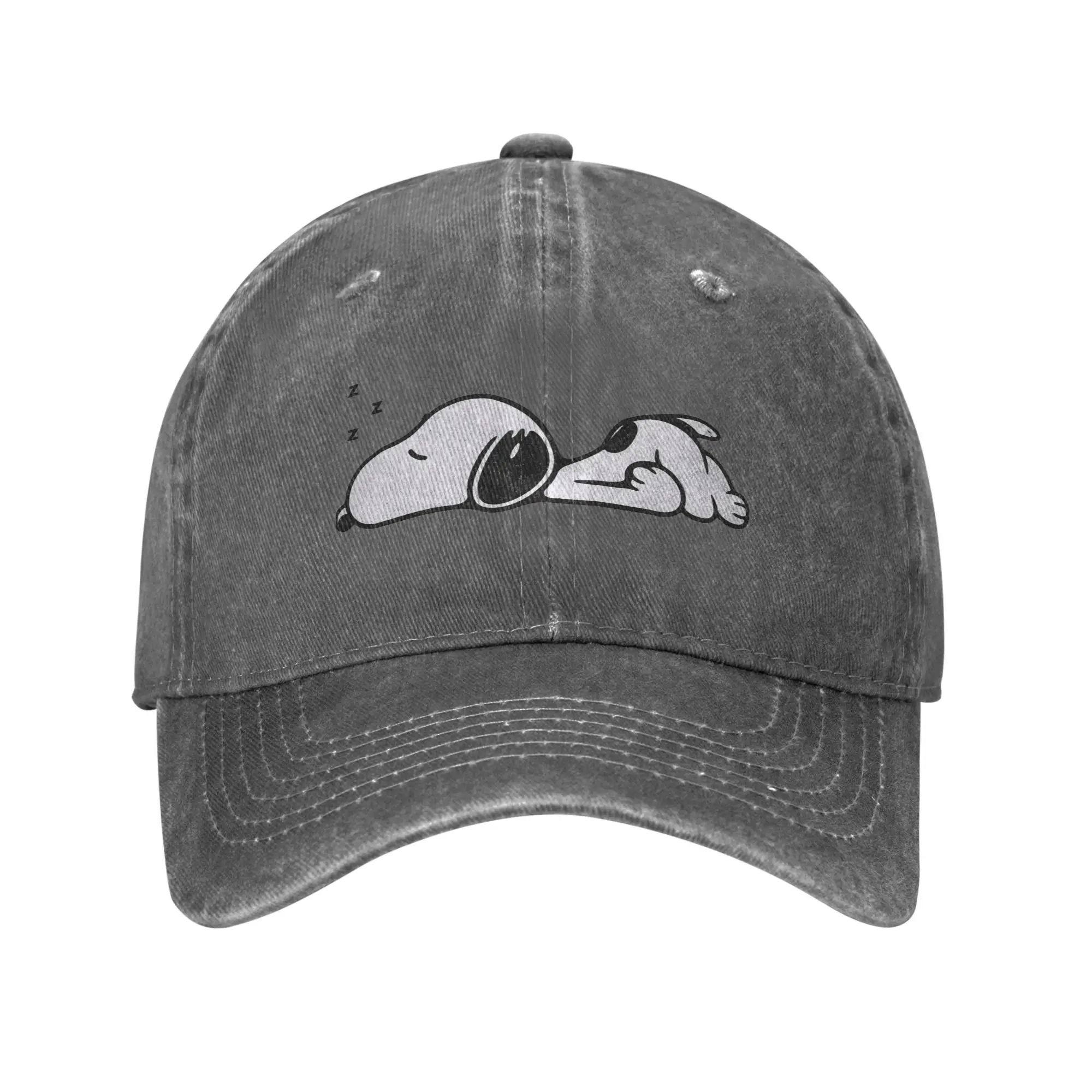 Sleeping Snoopy Baseball Caps, lässige, verwaschene Snapback-Kappe im Unisex-Stil, für den Außenbereich, Sommer, verstellbare Mütze