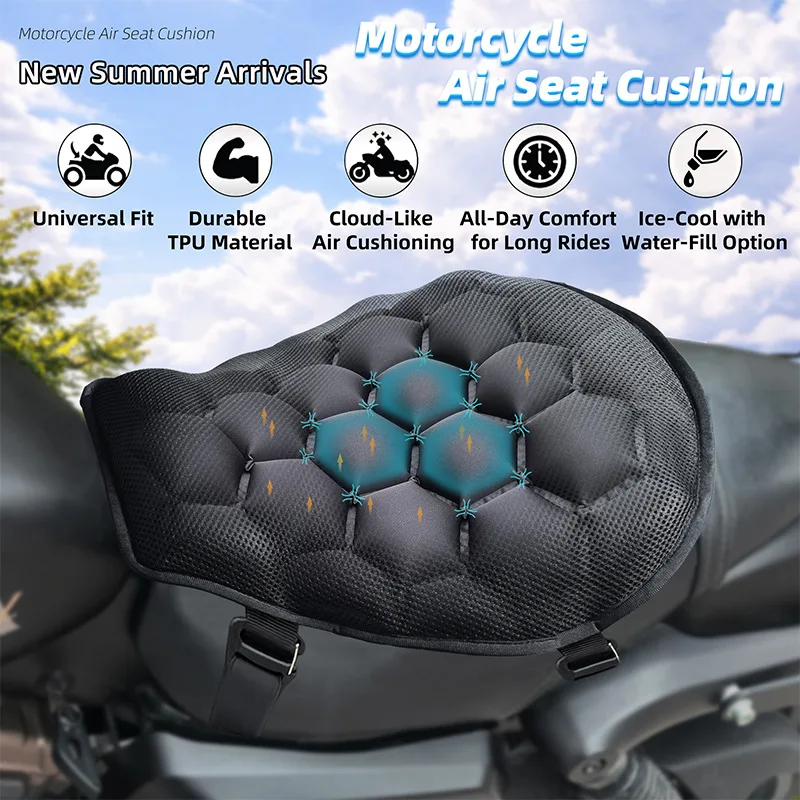 3D Honeycomb Motorcycle Seat Cushion Anti-slip Motorcycle Gel Seat Cushion Moto Pressure Relief Ride Seat Pad Moto Accessories