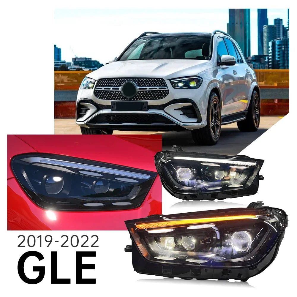 

2PCS Car Head Lamps for Mercedes-Benz GLE W167 Headlights 2020-2024 LED Projector Head Lamps with DRL Automotive Accessories PnP