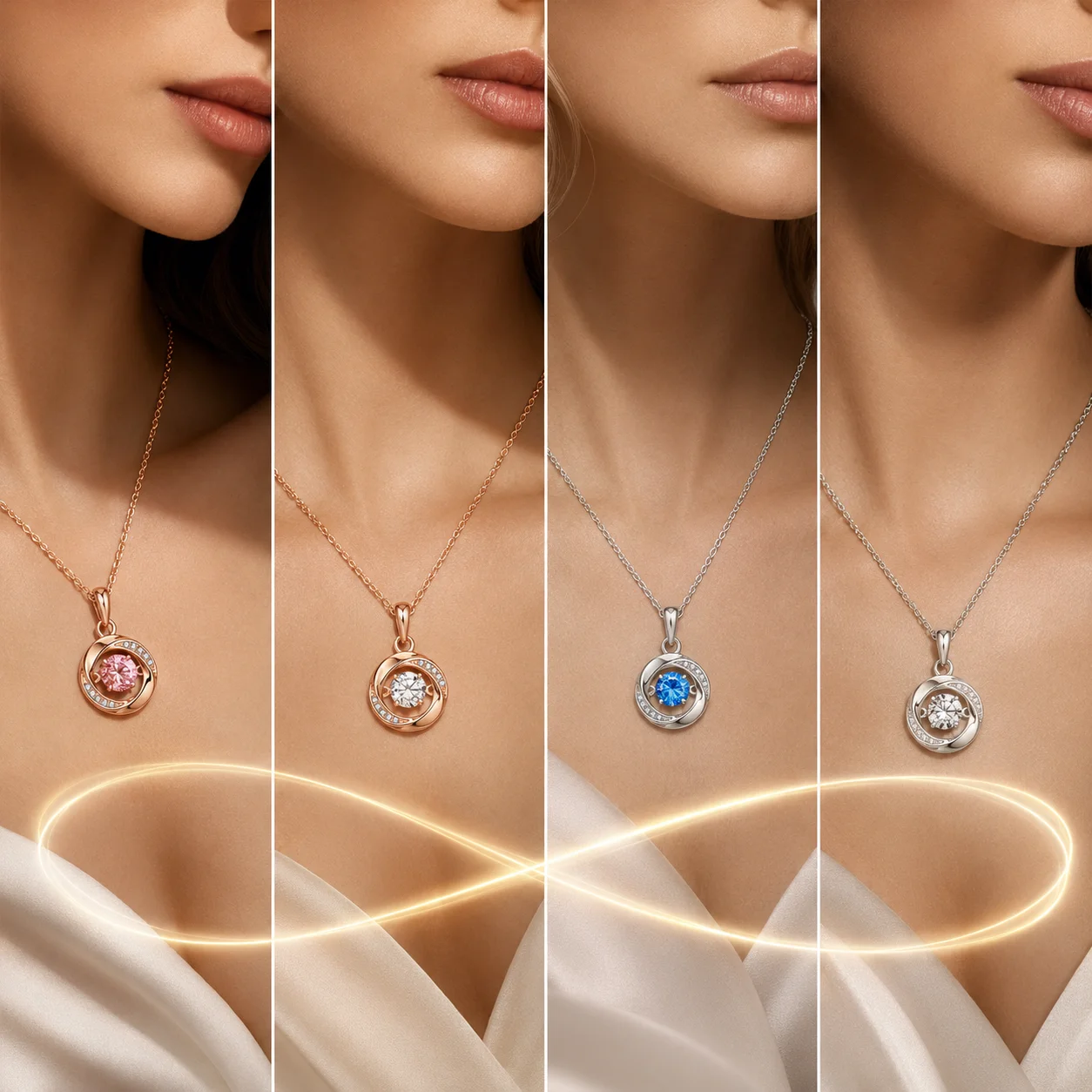 Eternal Love Mobius Dancing Heartbeat Zircon Pendant Necklace for Women, Romantic Jewelry Gift