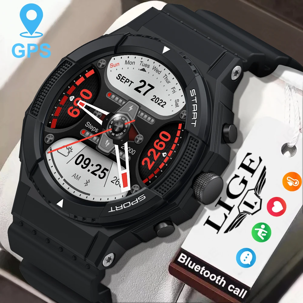 

Смарт-часы LIGE 2026 для мужчин: GPS-трекер для спорта на открытом воздухе, 1.28" HD-экран, компас, Bluetooth-звонки, водонепроницаемые, для Android и iOS
