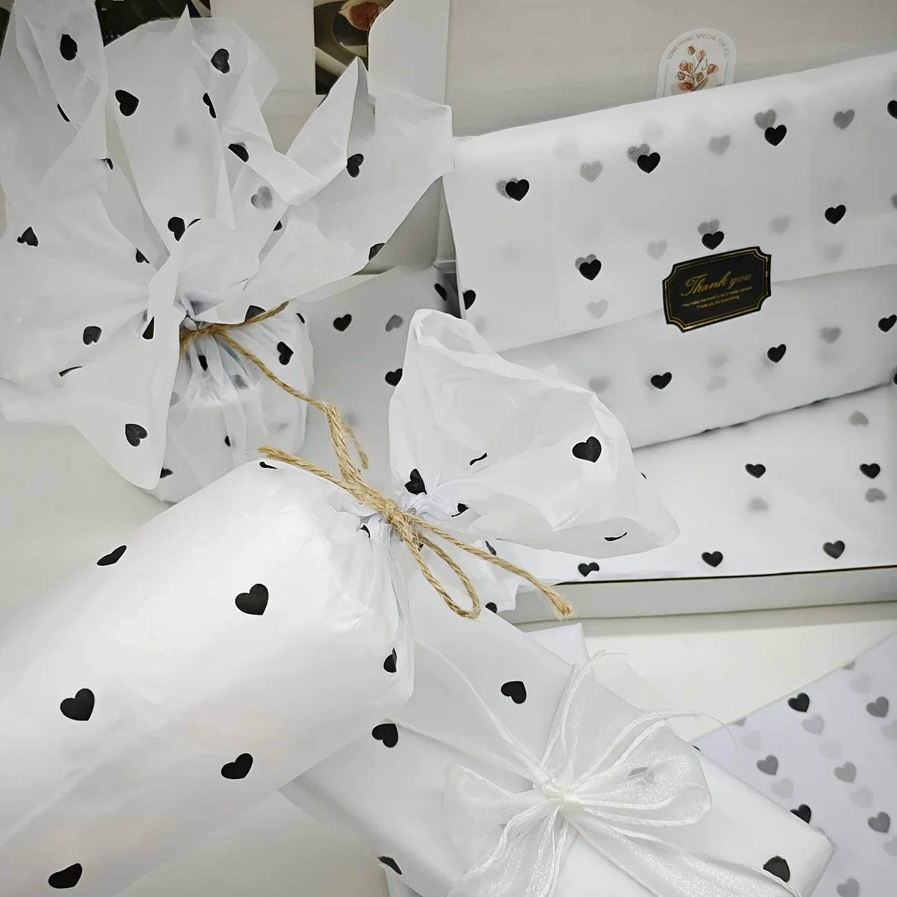 

60 Sheets Black Small Peach Heart Pattern Thin Paper,Gift Wrapping Paper for Weddings,Valentine'S Day,Birthday Gifts,Bouquet